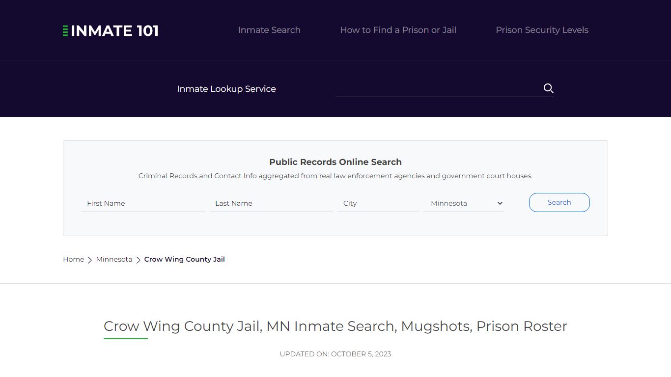 Crow Wing County Jail, MN Inmate Search, Mugshots, Prison Roster