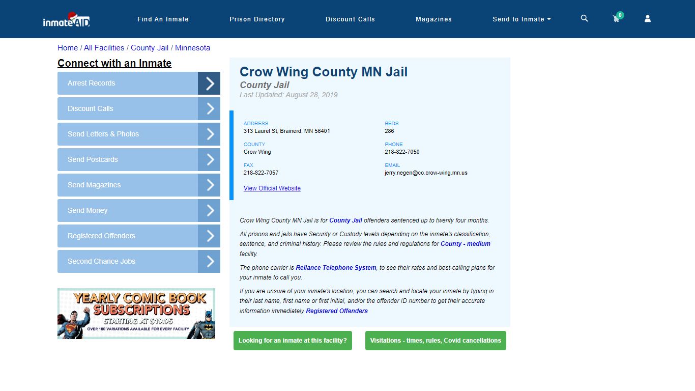 Crow Wing County MN Jail - Inmate Locator - Brainerd, MN